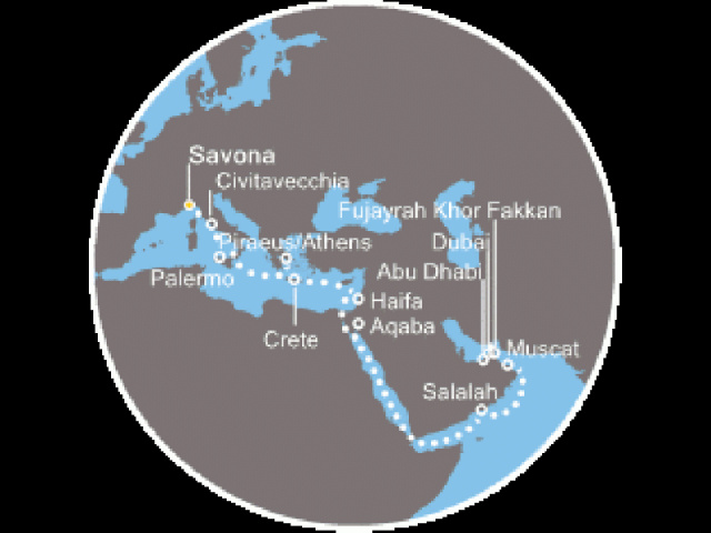 Costa Diadema - Olaszország, Görögország, Jordánia, Omán Szultánság, Egyesült Arab Emirátusok