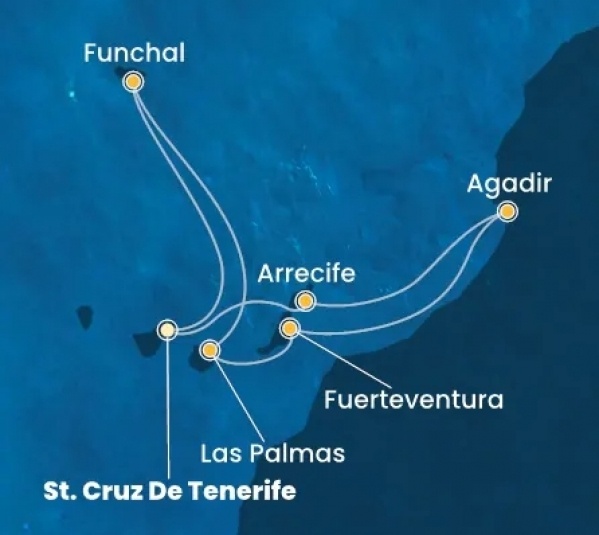 Kanári-szigetek Marokkó érintésével csoportos hajóút, repülővel