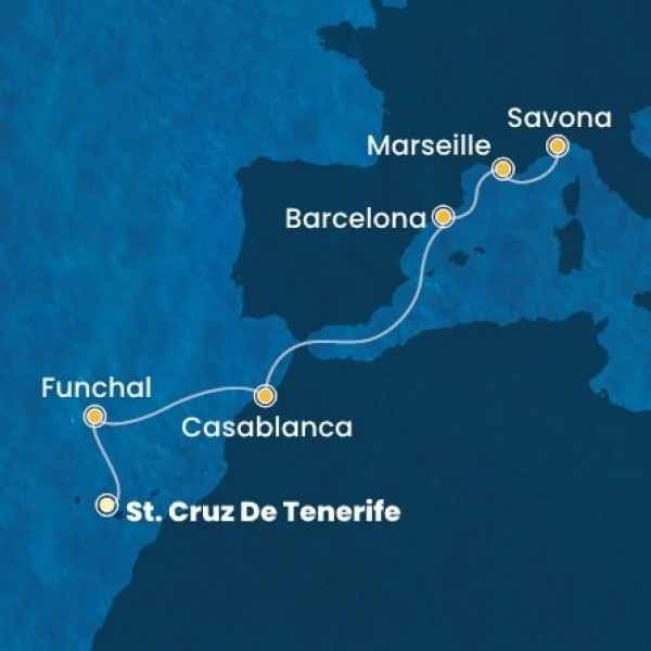 Costa Fortuna - Kanári-szigetek, Madeira, Marokkó, Spanyolország, Franciaország, Olaszország