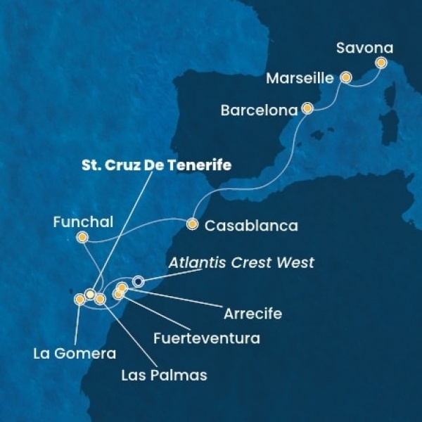 Costa Fortuna - Kanári-szigetek, Spanyolország, Madeira, Marokkó, Franciaország, Olaszország