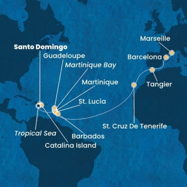 Costa Fascinosa - Dominikai Köztársaság, Holland Antillák (ABC-szigetek), Kanári-szigetek, Marokkó, Spanyolország, Franciaország
