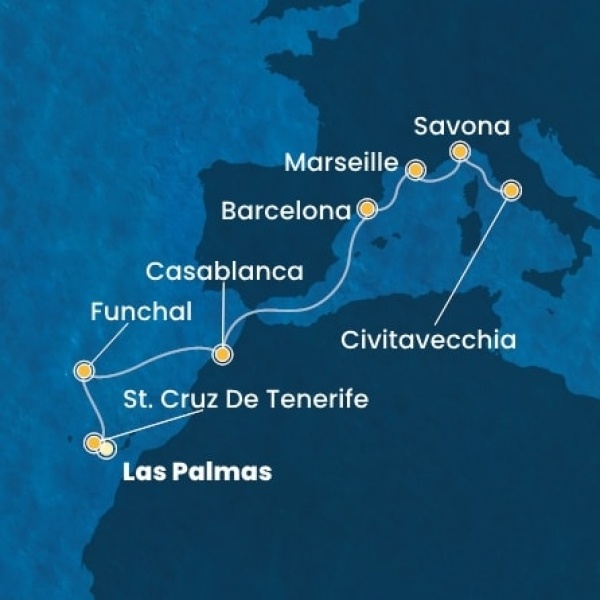 Costa Fortuna - Kanári-szigetek, Madeira, Marokkó, Spanyolország, Franciaország, Olaszország