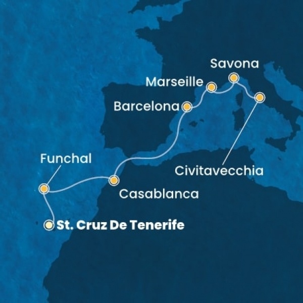 Costa Fortuna - Kanári-szigetek, Madeira, Marokkó, Spanyolország, Franciaország, Olaszország