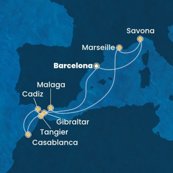 Costa Favolosa - Spanyolország, Olaszország, Franciaország, Gibraltár, Marokkó