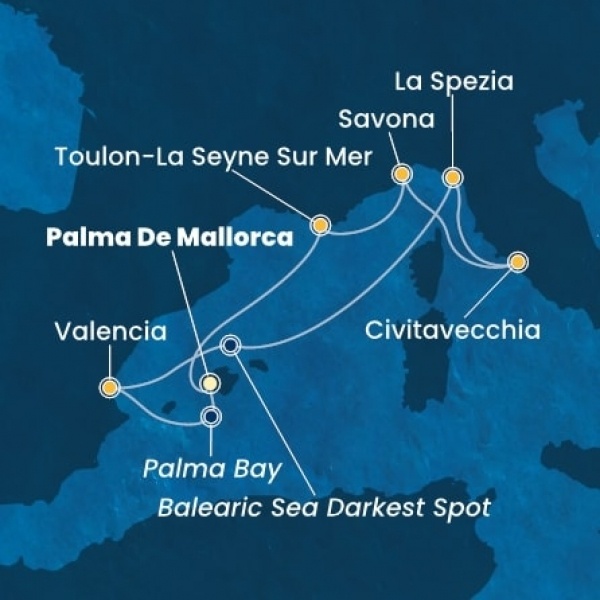 Costa Pacifica - Baleár-szigetek, Spanyolország, Olaszország, Franciaország