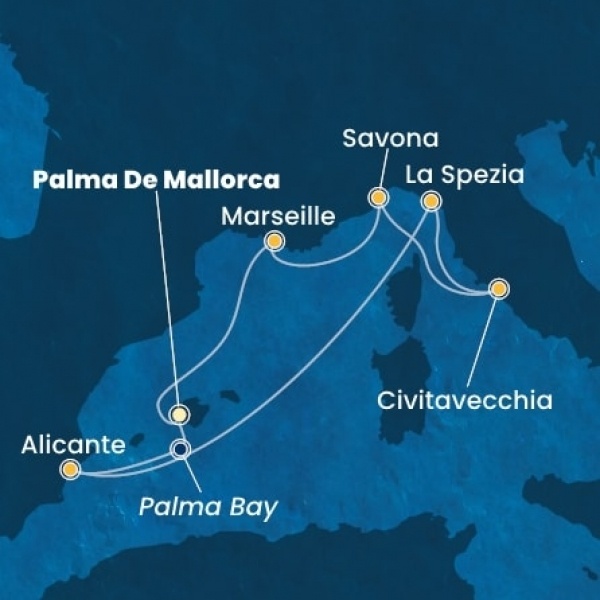 Costa Pacifica - Baleár-szigetek, Spanyolország, Olaszország, Franciaország