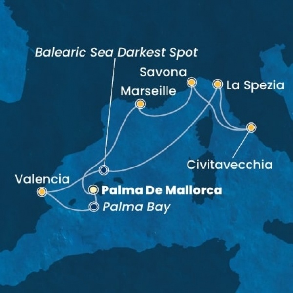 Costa Pacifica - Baleár-szigetek, Spanyolország, Olaszország, Franciaország