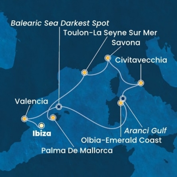 Costa Pacifica - Baleár-szigetek, Spanyolország, Olaszország, Franciaország