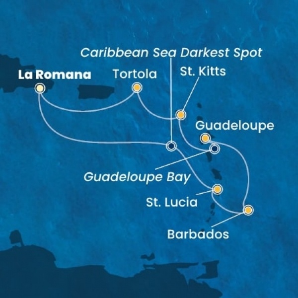 Costa Pacifica - Dominikai Köztársaság, Holland Antillák (ABC-szigetek), Virgin szigetek