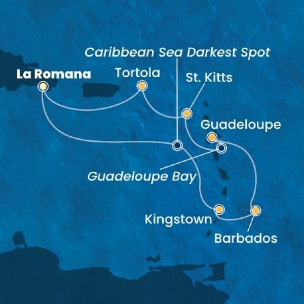 Costa Pacifica - Dominikai Köztársaság, Holland Antillák (ABC-szigetek), Virgin szigetek