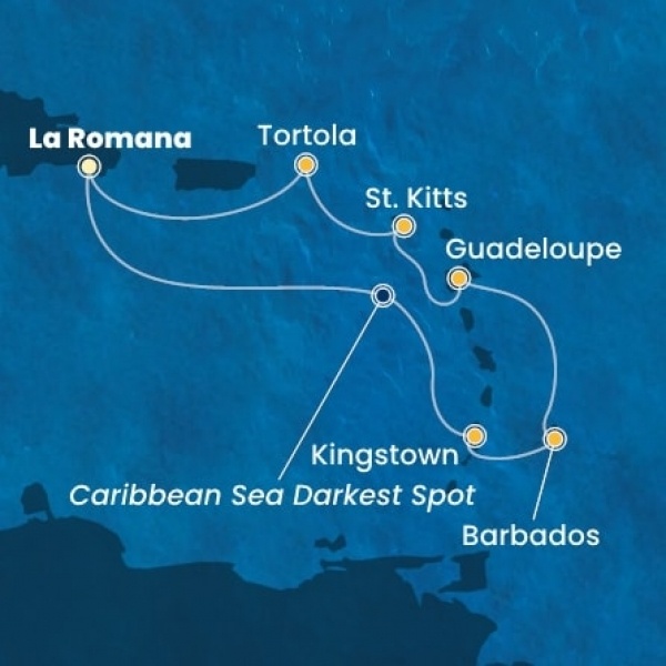 Costa Pacifica - Dominikai Köztársaság, Holland Antillák (ABC-szigetek), Virgin szigetek