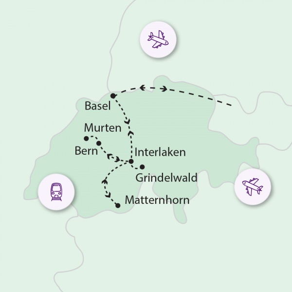 A hófödte hegyek közt Svájcban