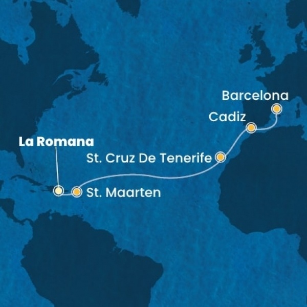 Costa Pacifica - Dominikai Köztársaság, Holland Antillák (ABC-szigetek), Kanári-szigetek, Spanyolország