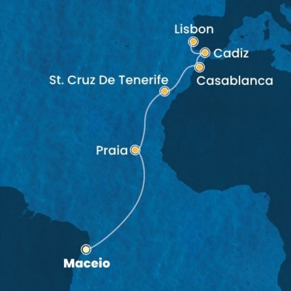 Costa Diadema - Brazília, Kanári-szigetek, Marokkó, Spanyolország, Portugália
