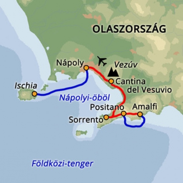 Nápolyi-öböltől az Amalfi-partokig