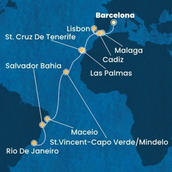 Costa Diadema - Spanyolország, Portugália, Kanári-szigetek, Zöld-Foki Köztársaság, Brazília
