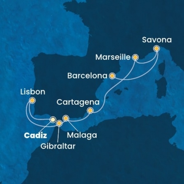 Costa Diadema - Spanyolország, Portugália, Gibraltár, Franciaország, Olaszország