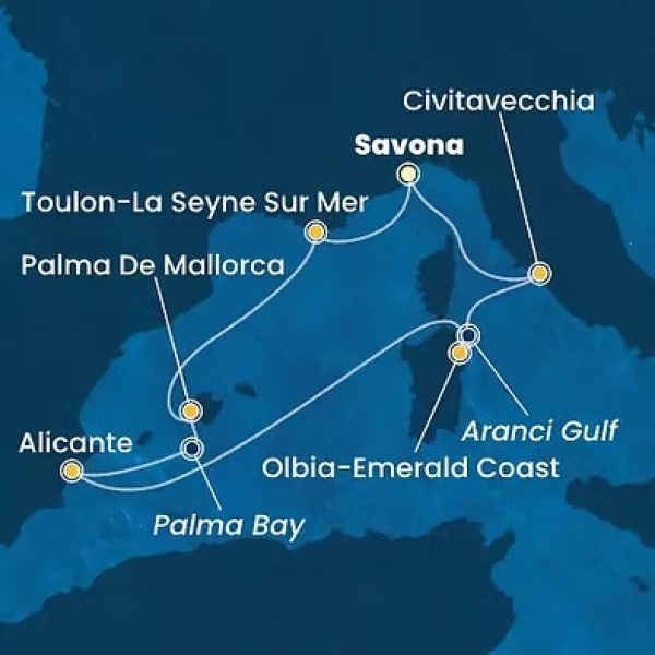 MEDITERRÁN CSILLOGÁS - Costa Pacifica csoportos hajóút magyar idegenvezetővel