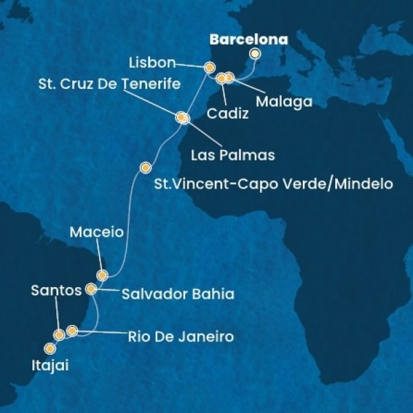 Costa Diadema - Spanyolország, Portugália, Kanári-szigetek, Zöld-Foki Köztársaság, Brazília