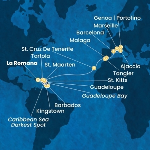 Costa Fascinosa - Dominikai Köztársaság, Holland Antillák (ABC-szigetek), Virgin szigetek, Kanári-szigetek, Marokkó, Spanyolország, Corsica (France), Olaszország, Franciaország