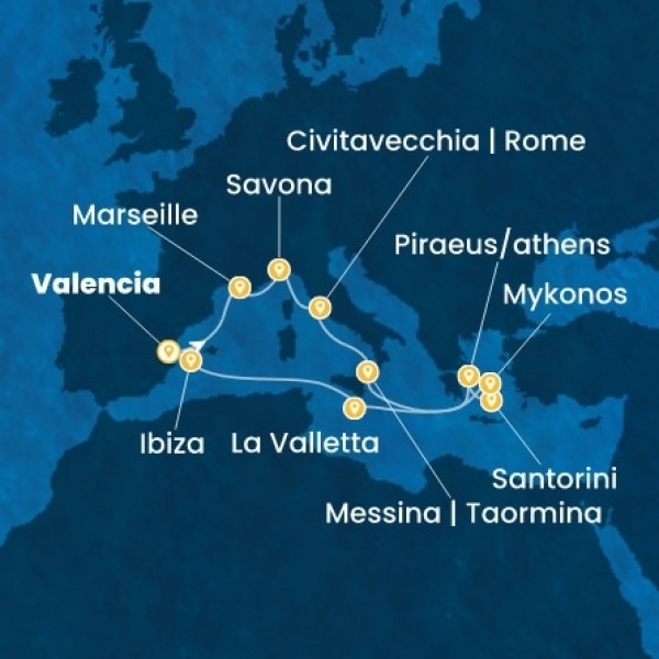 Costa Serena - Spanyolország, Franciaország, Olaszország, Görögország, Málta, Baleár-szigetek