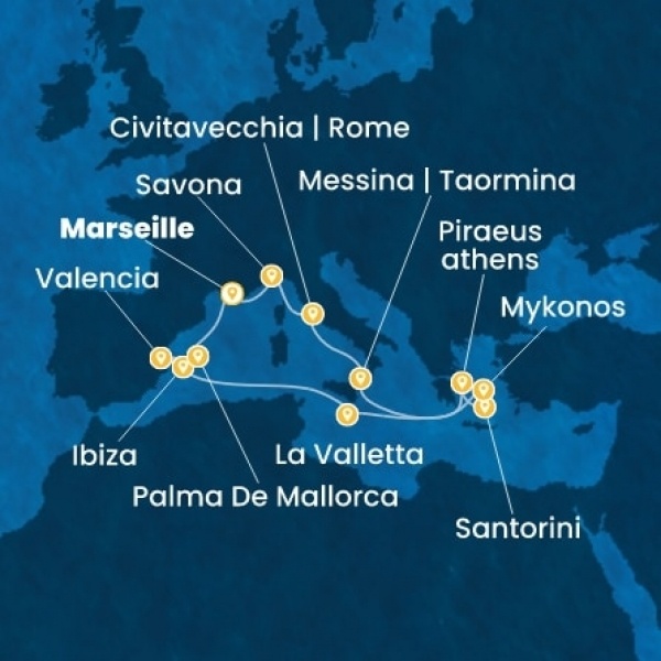 Costa Serena - Franciaország, Olaszország, Görögország, Málta, Baleár-szigetek, Spanyolország