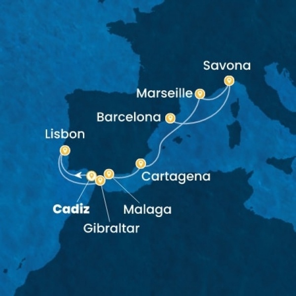 Costa Diadema - Spanyolország, Portugália, Gibraltár, Franciaország, Olaszország