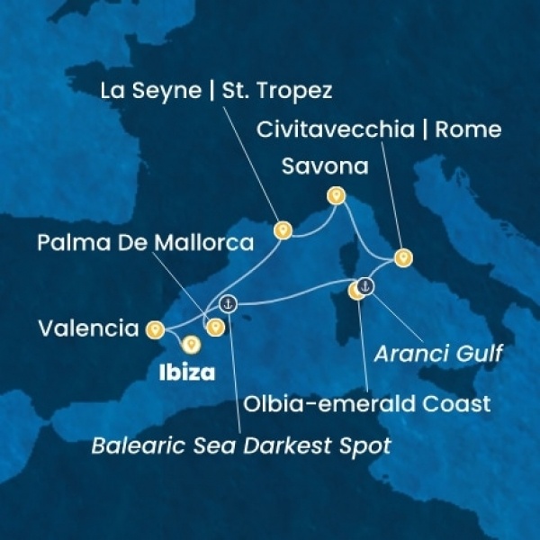 Costa Pacifica - Baleár-szigetek, Spanyolország, Olaszország, Franciaország