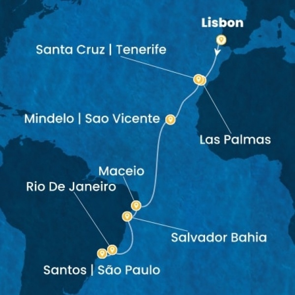 Costa Diadema - Portugália, Kanári-szigetek, Zöld-Foki Köztársaság, Brazília