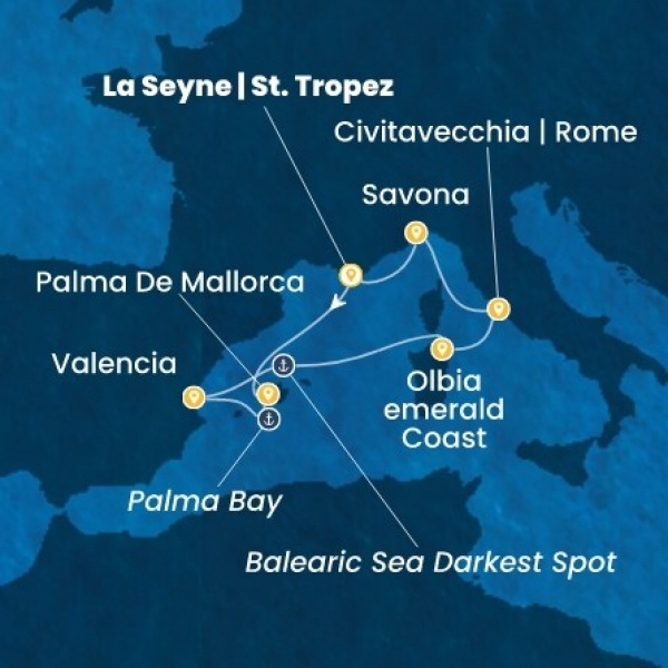 Costa Pacifica - Franciaország, Baleár-szigetek, Spanyolország, Olaszország