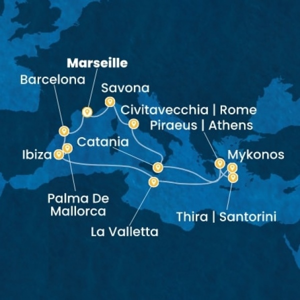 Costa Serena - Franciaország, Olaszország, Görögország, Málta, Baleár-szigetek, Spanyolország
