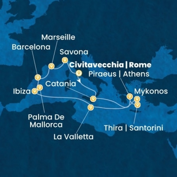 Costa Serena - Olaszország, Görögország, Málta, Baleár-szigetek, Spanyolország, Franciaország