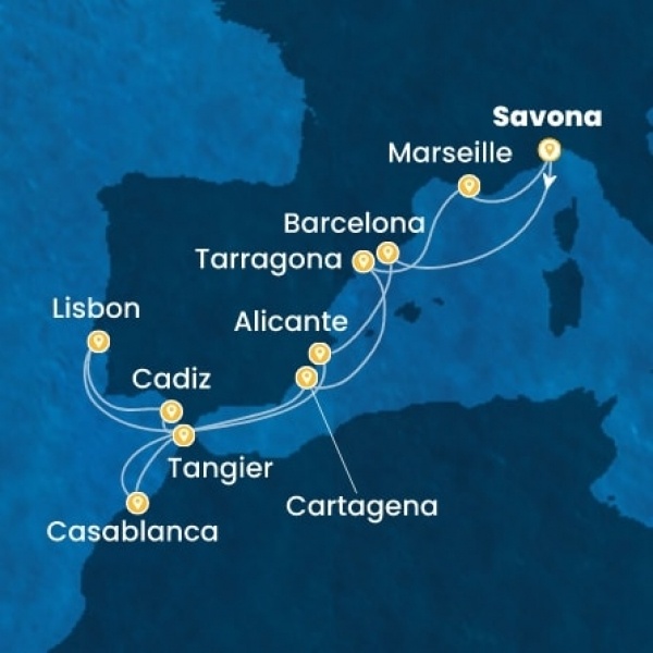 Costa Serena - Olaszország, Spanyolország, Portugália, Marokkó, Franciaország