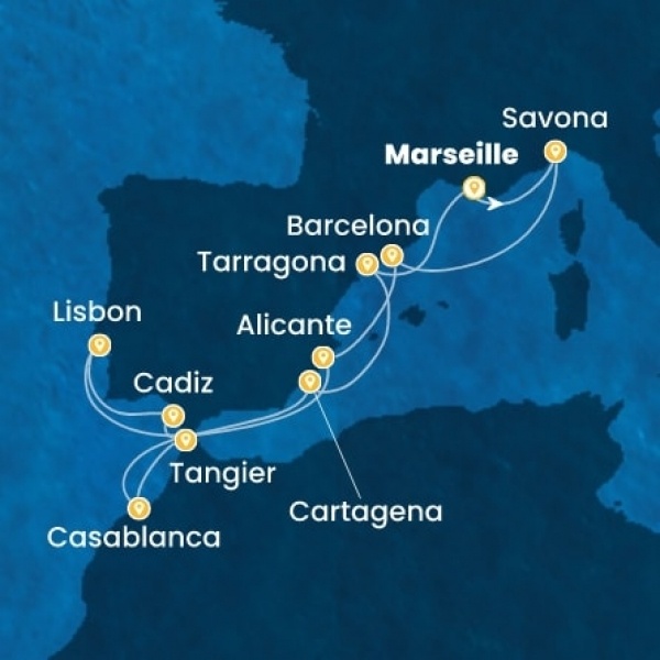 Costa Serena - Franciaország, Olaszország, Spanyolország, Portugália, Marokkó